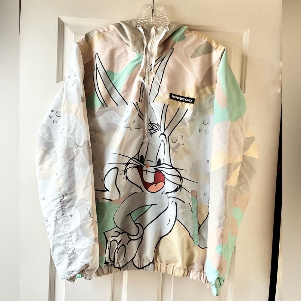 Members Only Looney Tunes Bugs Bunny Windbreaker Jacket Multicolor Size S